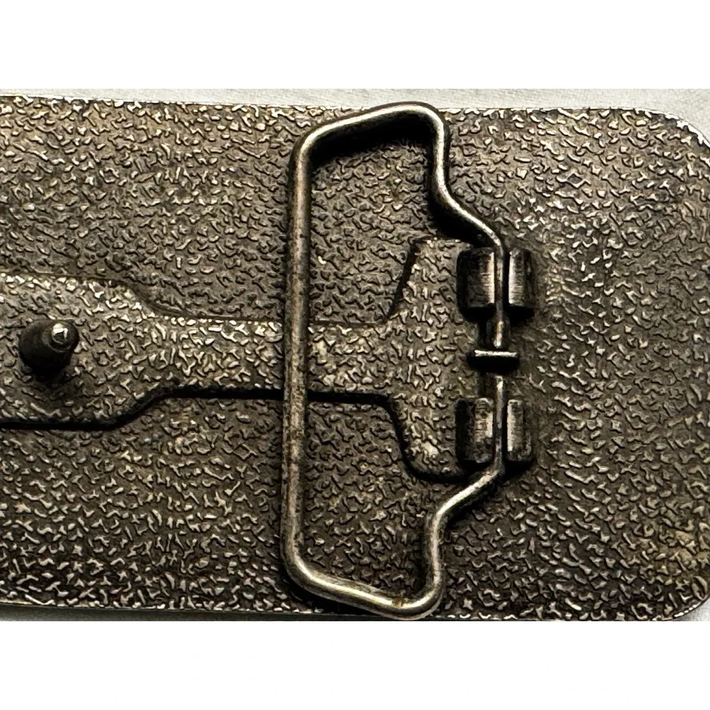 Textured‎ Nugget Rectangle Belt Buckle Antiqued Silver Tone Western Style